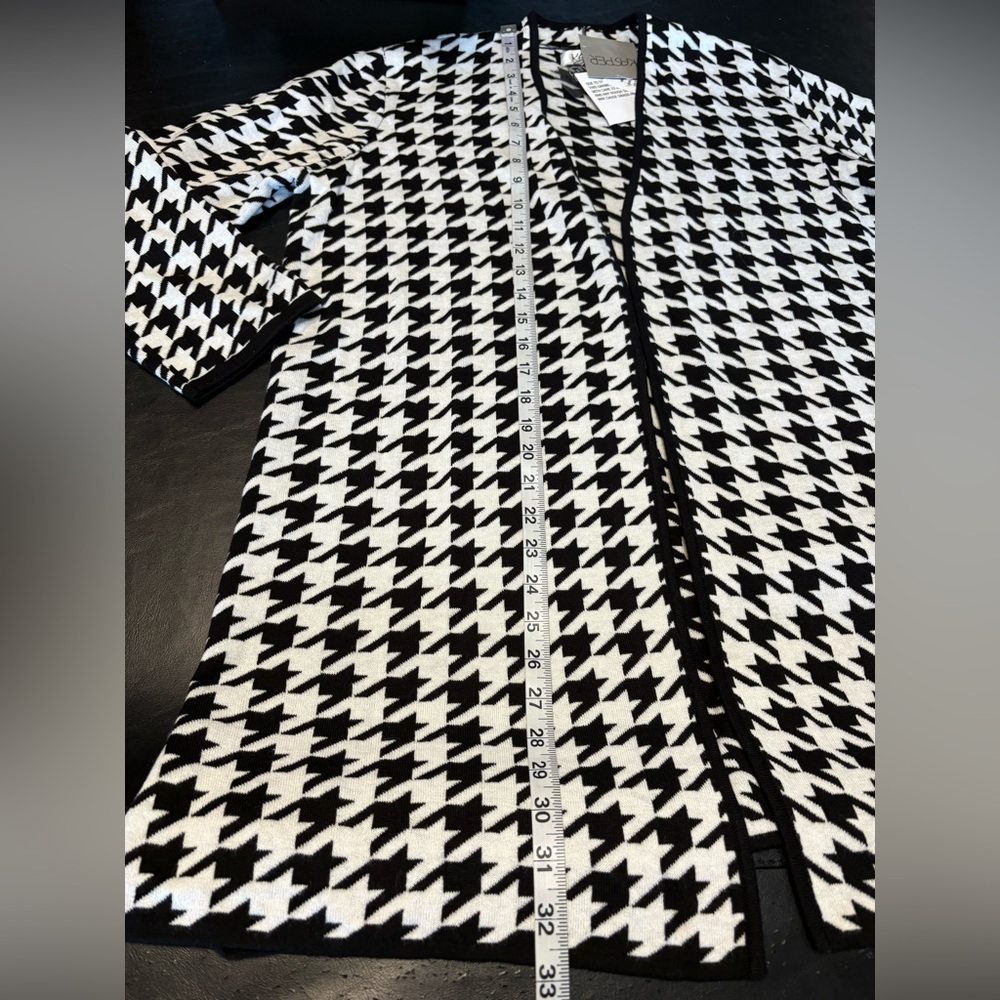 Kasper Black and White Houndstooth Open Front Topper Jacket/Cardigan XL NWT - Picture 12 of 13